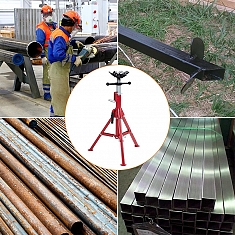 Использование V-образной четырехроликовой складной регулируемой опоры для труб Remmers Atlant 1/8-12